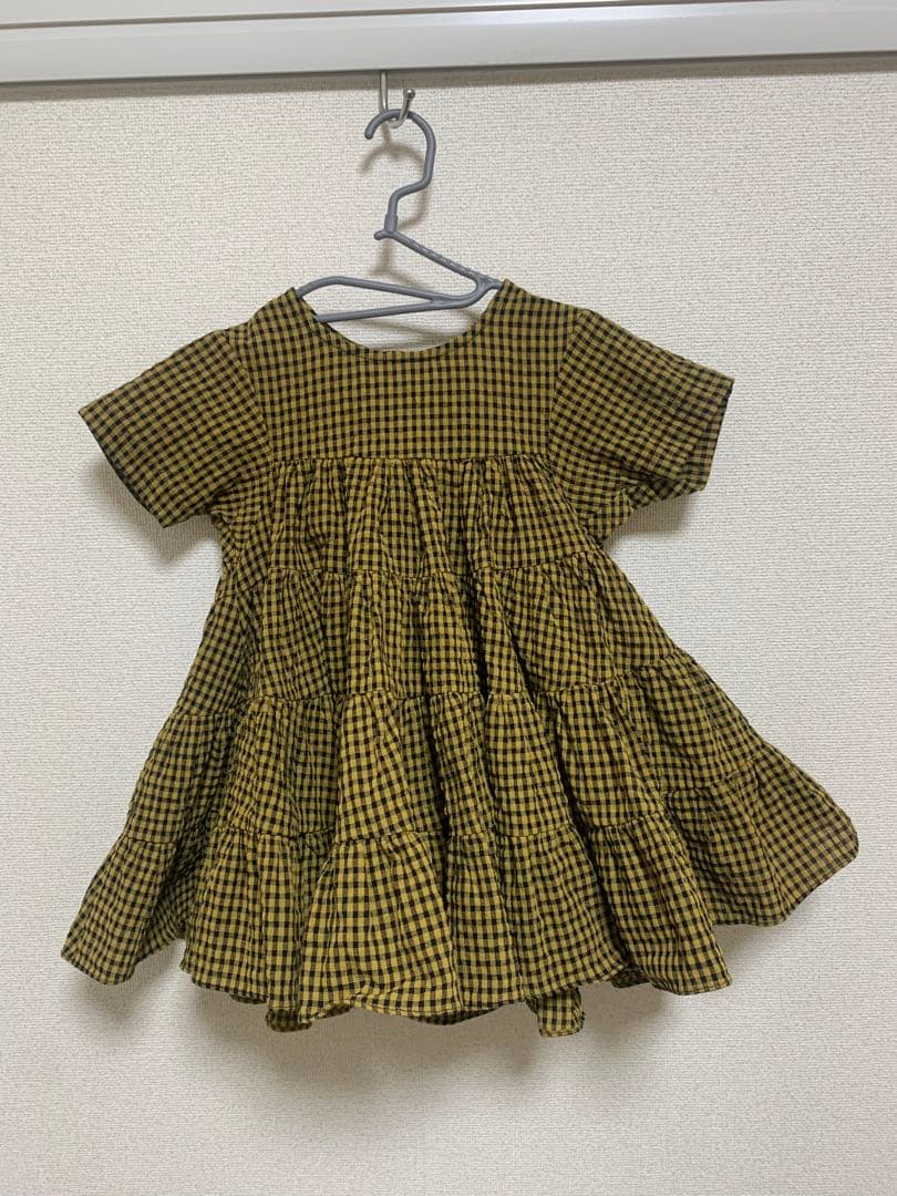 【あいこ】チェック柄 ティアードドレス 95cm