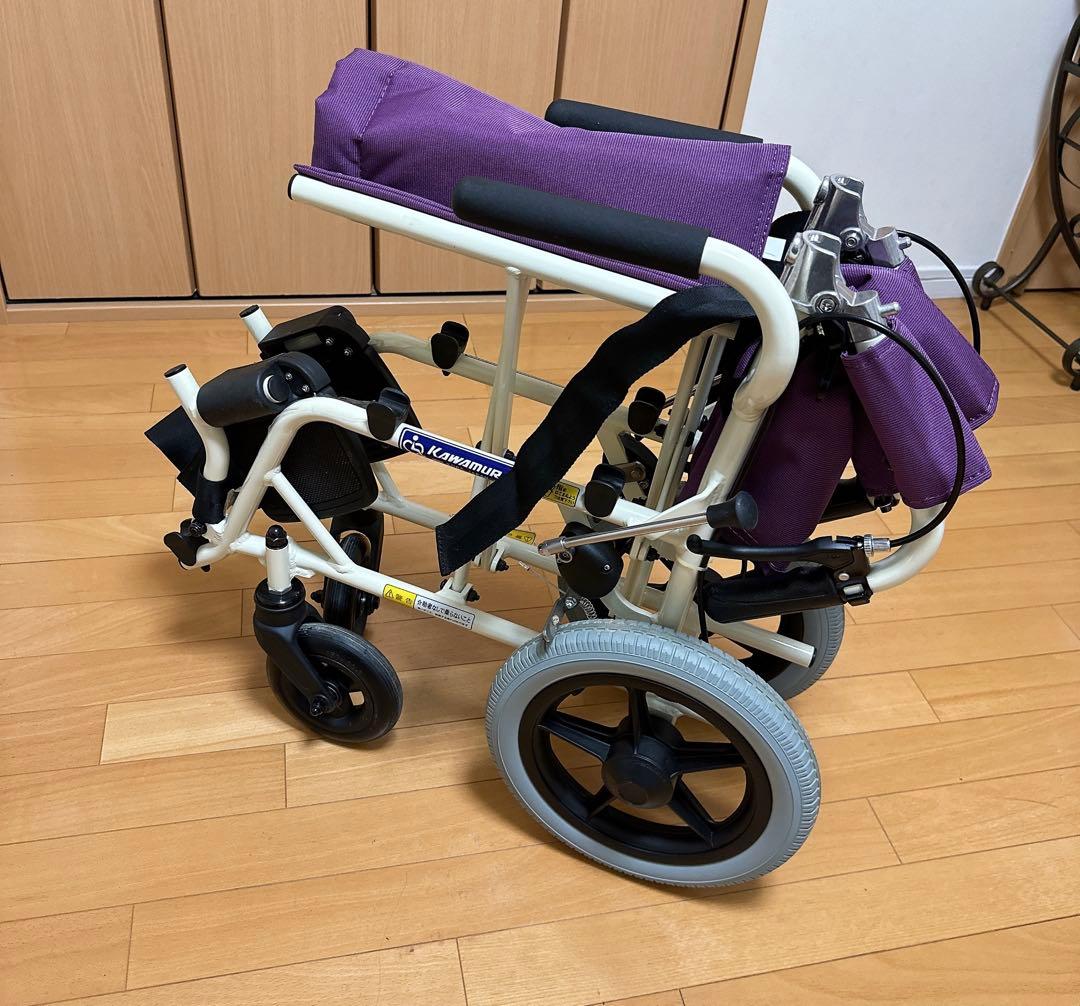 カワムラサイクル 携帯型 介助用簡易車いす 旅行車椅子 プラムカラー