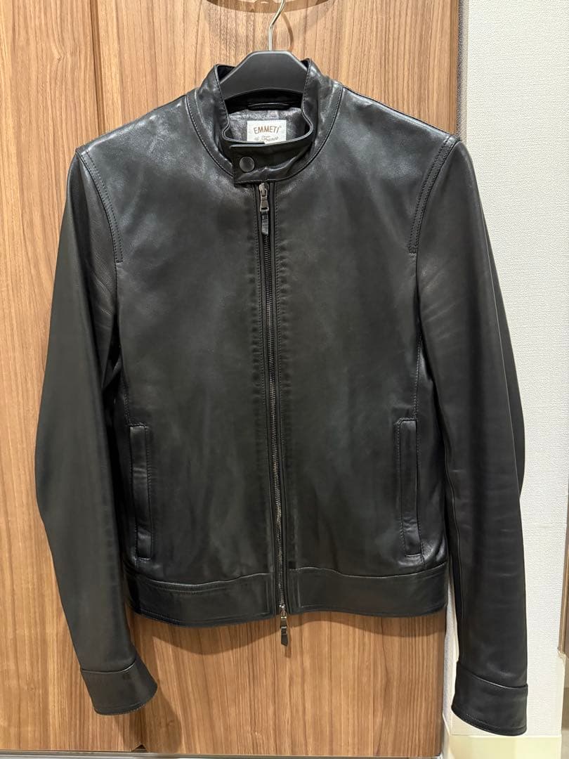 EMMETI エンメティ　千場義雅　シングルライダースジャケット ブラック　42