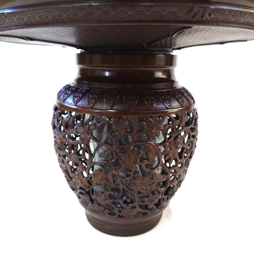 生け花 唐草透かし薄端 焼型 唐金製