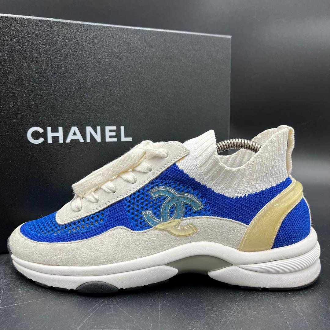 美品✨ シャネル ココマーク ニットファブリック レディース スニーカー