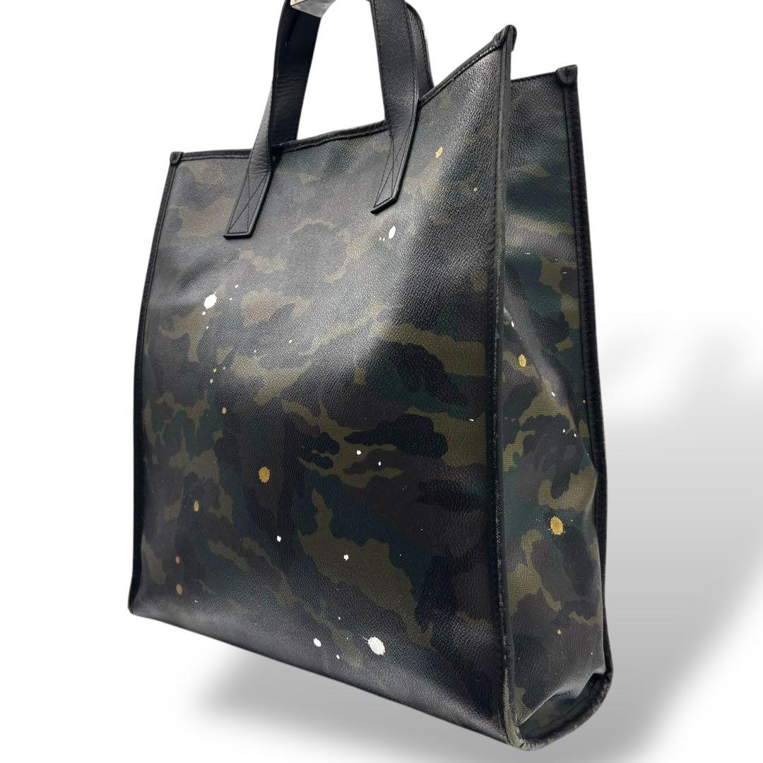【ヴィンテージ】ジャンティバンティ　カモフラ柄　ハンドバッグ　PVC レザー　黒
