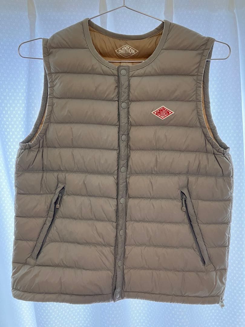 DANTON グレー キルティングダウンベスト 34