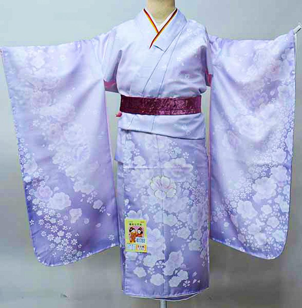 七五三 七歳 女児 着物と長襦袢の2点セット くすみパープル 陽気な天使 日本製
