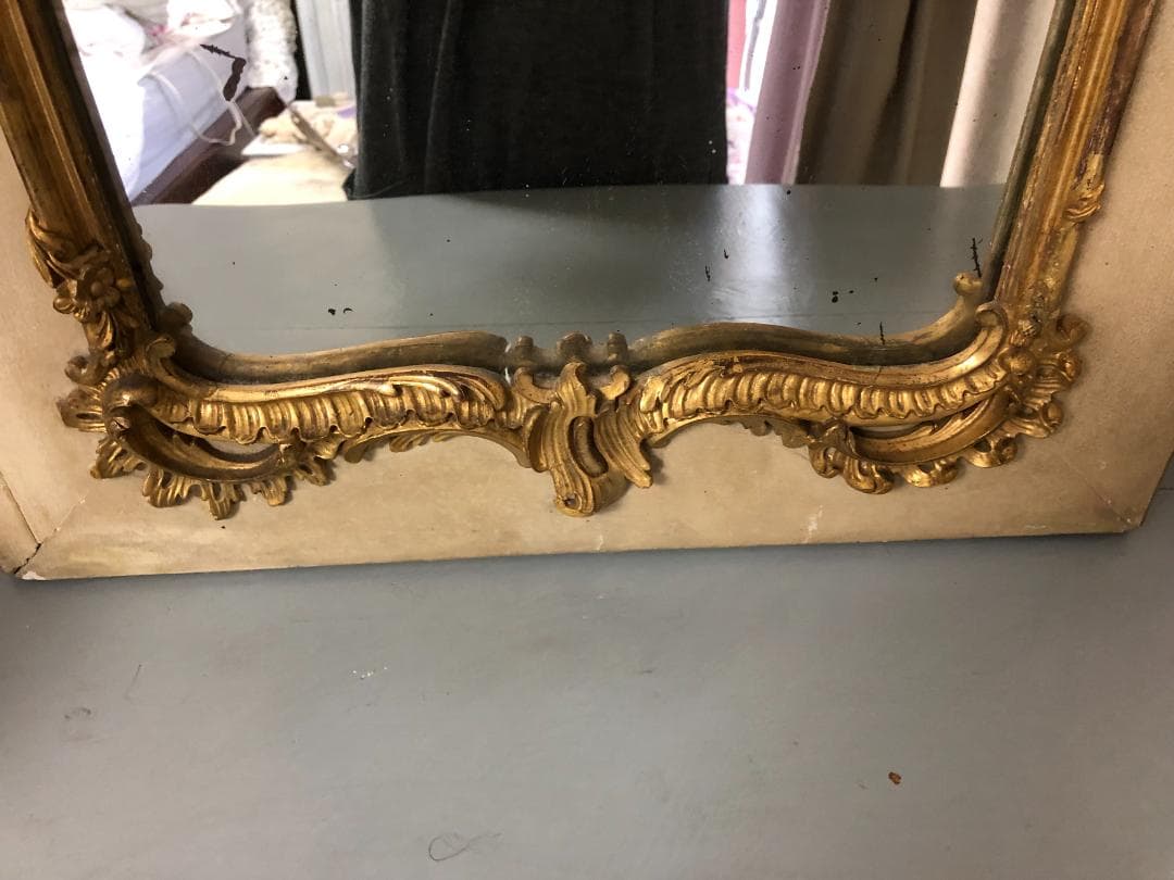 フランスアンティーク　ミラー　リボン装飾