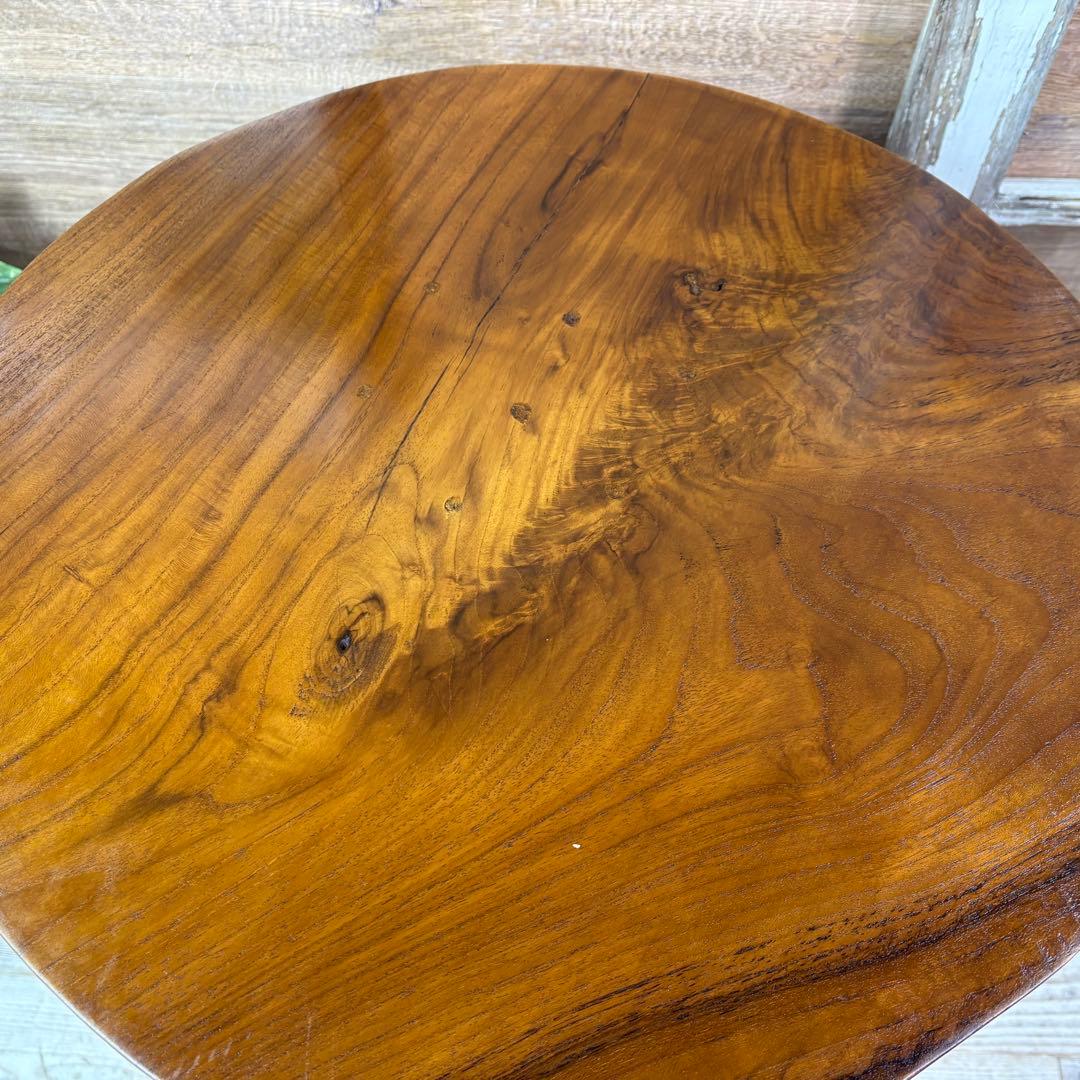 新商品入荷オールドチーク天然無垢丸太花台L（50㎝×50㎝）サイドテーブル飾り台