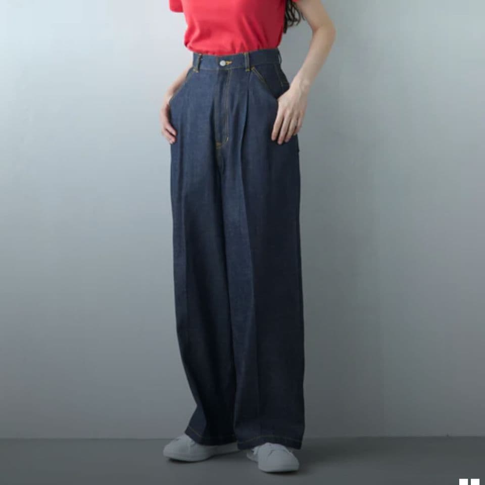 新品／タグ付│foufou 11oz denim tuck pants Mサイズ