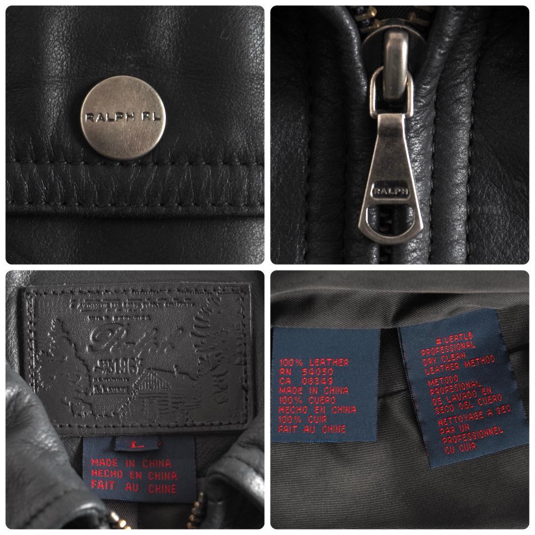 ラルフローレン　レザージャケット　シングルライダース　本革　ブラック　美品