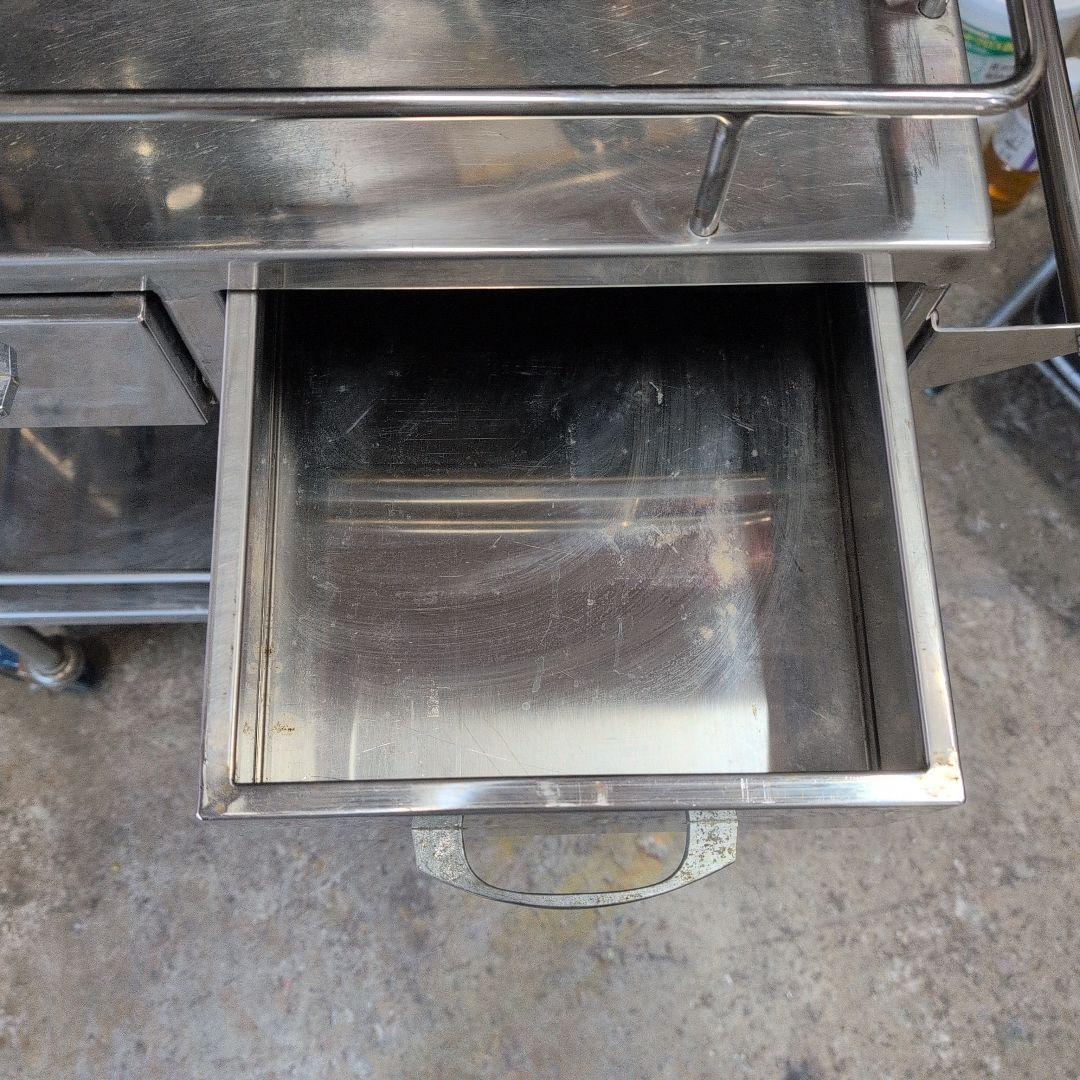 ステンレス製 医療用引出し付カート メディカルワゴン 回診車 キャスター付作業台