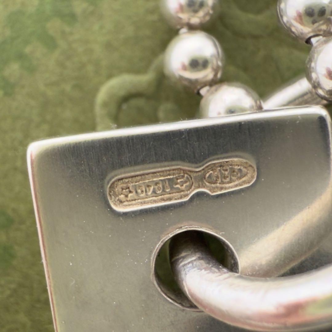 美品 GUCCI ネックレス プレート シルバー 925 ボールチェーン 2連