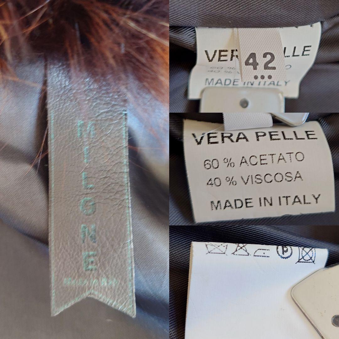 【MILONE】フェイクレザー×ファー ロングコート イタリア製