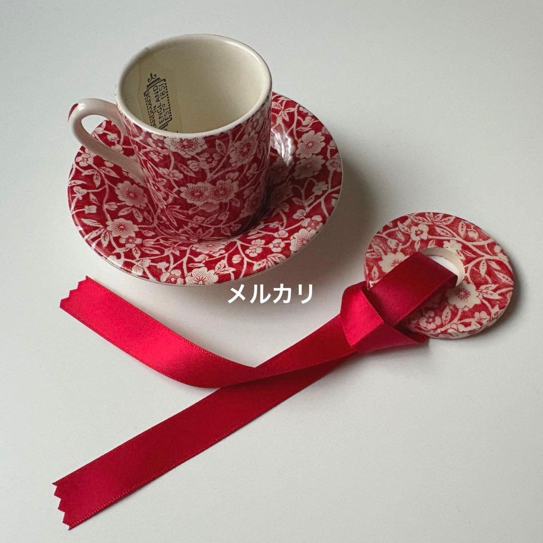 バーレイ レッドキャリコ　カップ＆ソーサー　エスプレッソ　バーレイ オーナメント