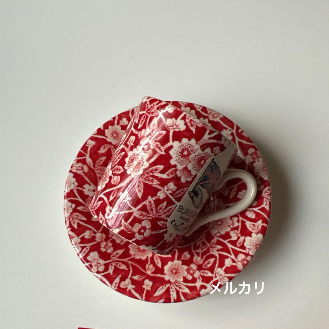 バーレイ レッドキャリコ　カップ＆ソーサー　エスプレッソ　バーレイ オーナメント