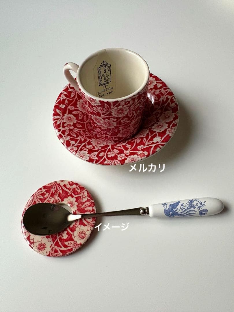 バーレイ レッドキャリコ　カップ＆ソーサー　エスプレッソ　バーレイ オーナメント