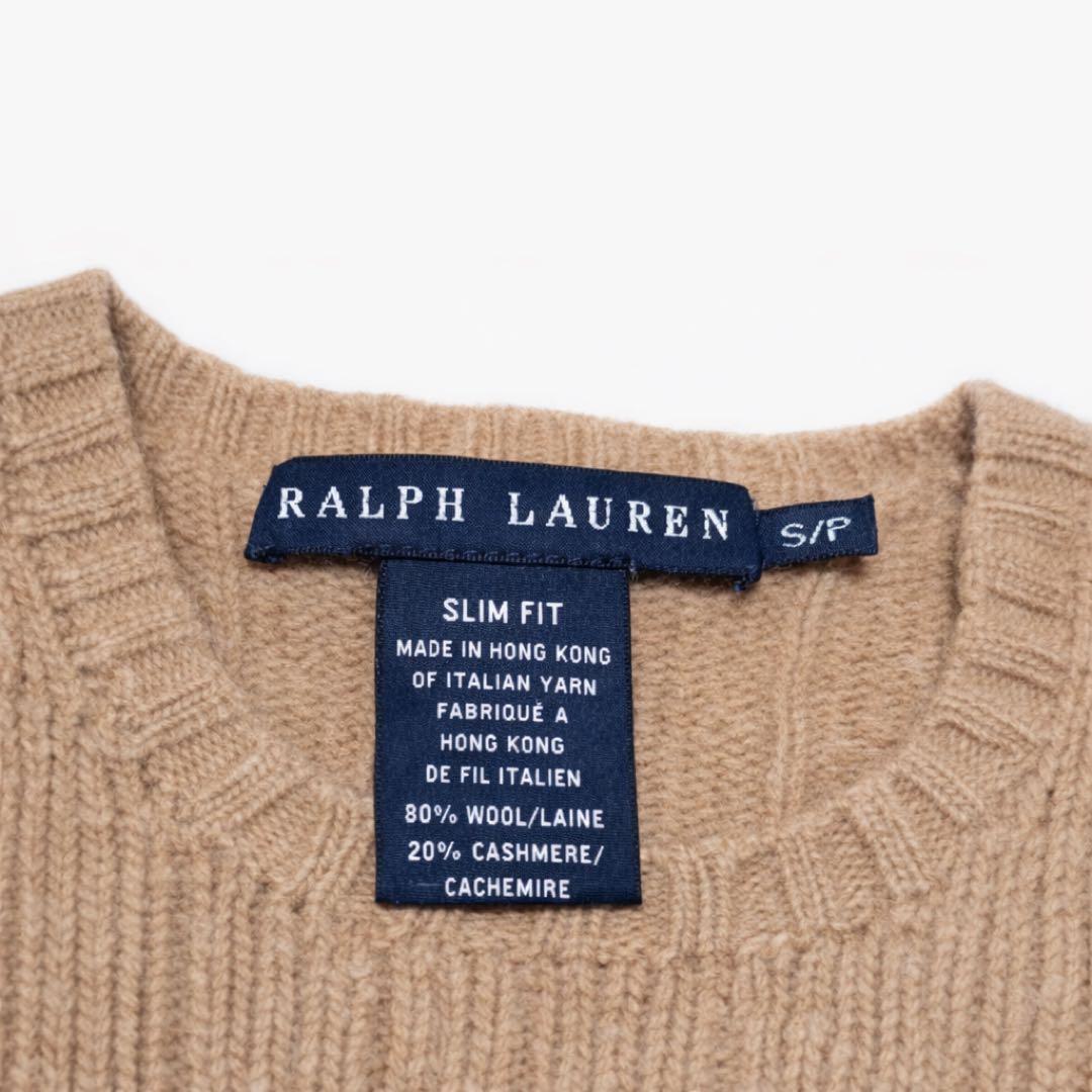 ラルフローレン　ケーブルニット　ポニーロゴ刺繍　カシミヤ混