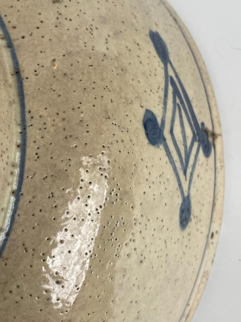 中国 古美術 明末清初 古染付 大鉢 特大 山水図 古玩 景徳鎮 骨董 美品