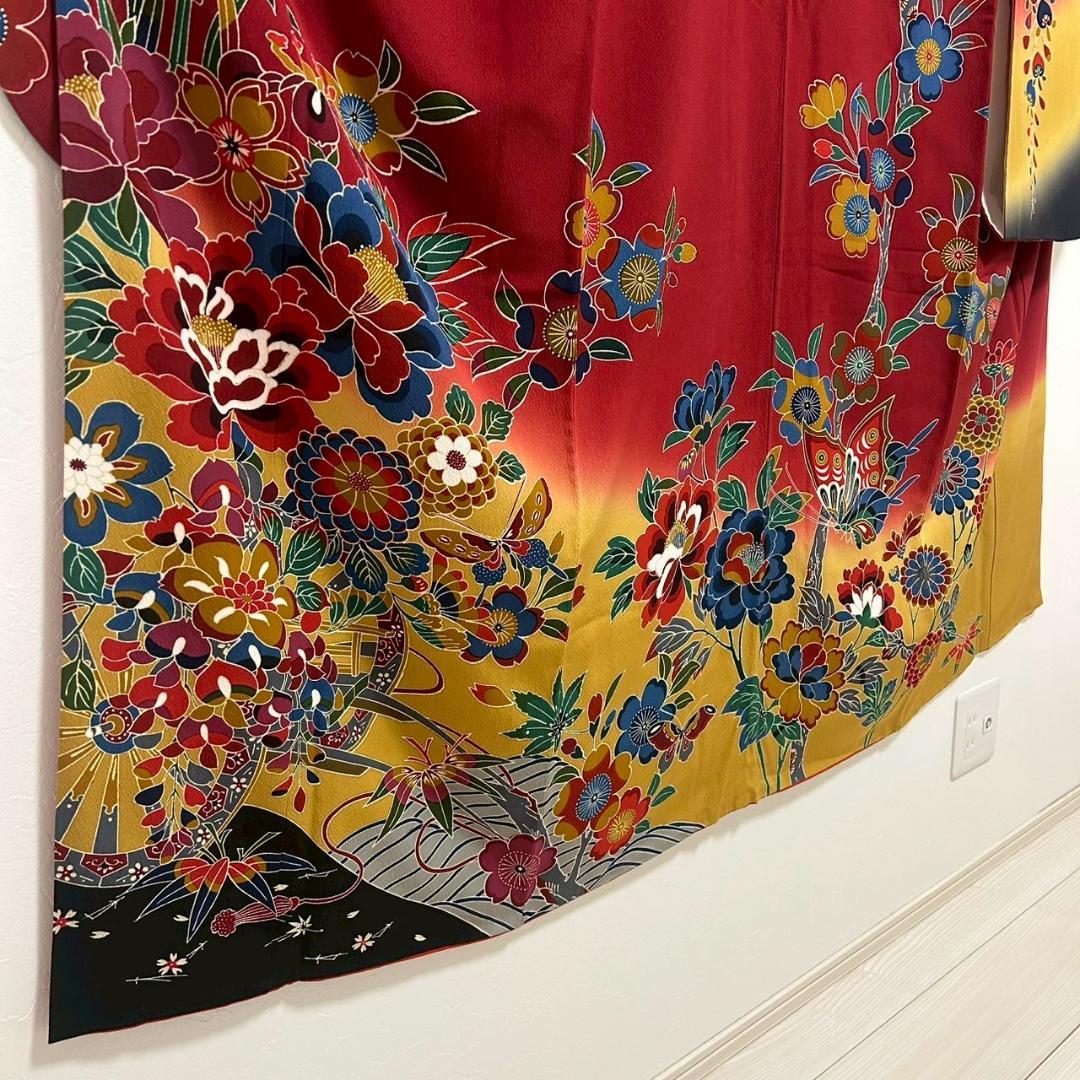 KP1782 振袖 身丈163cm 正絹 着物 成人式