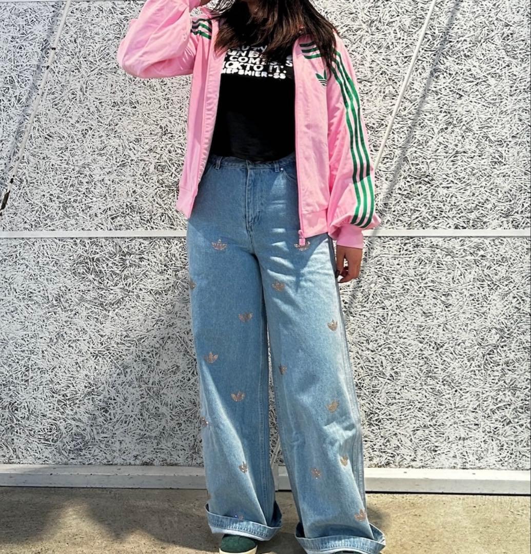 adidas originals ピンク ベロア トラックジャケット ジャージ