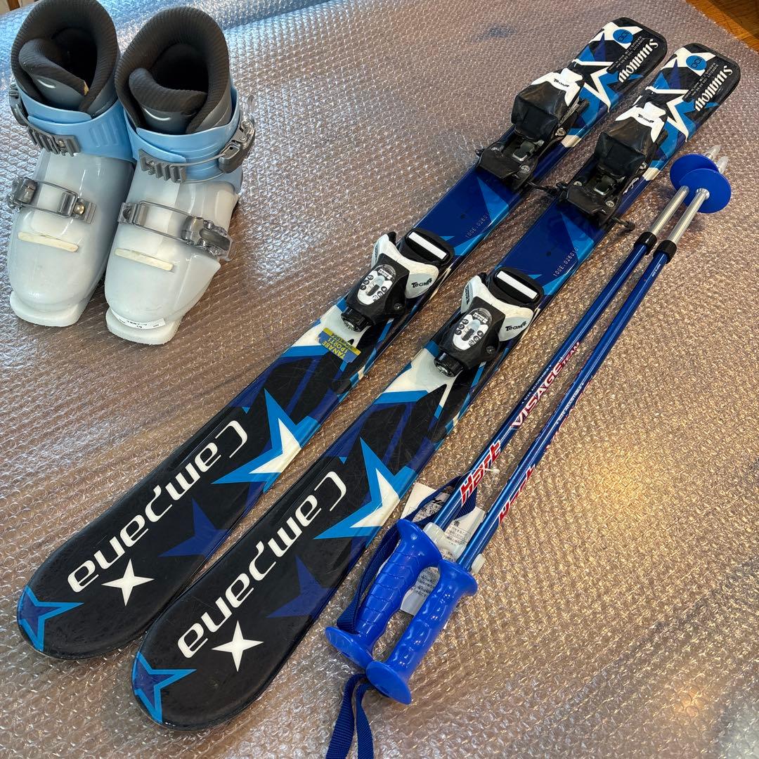 ジュニアスキーセット　SMALLOW 100cm 19cm未使用ストック付