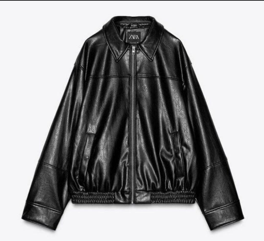 新品　ZARA フェイクレザーボンバージャケット