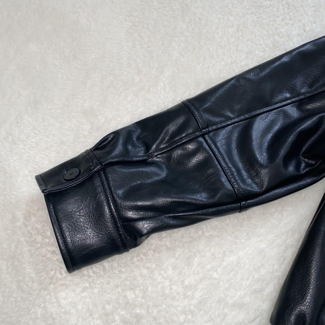 新品　ZARA フェイクレザーボンバージャケット