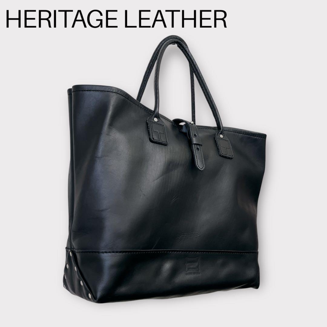 【ヘリテイジレザー】オールレザー トートバッグ/牛革/HINOYA/ブラック