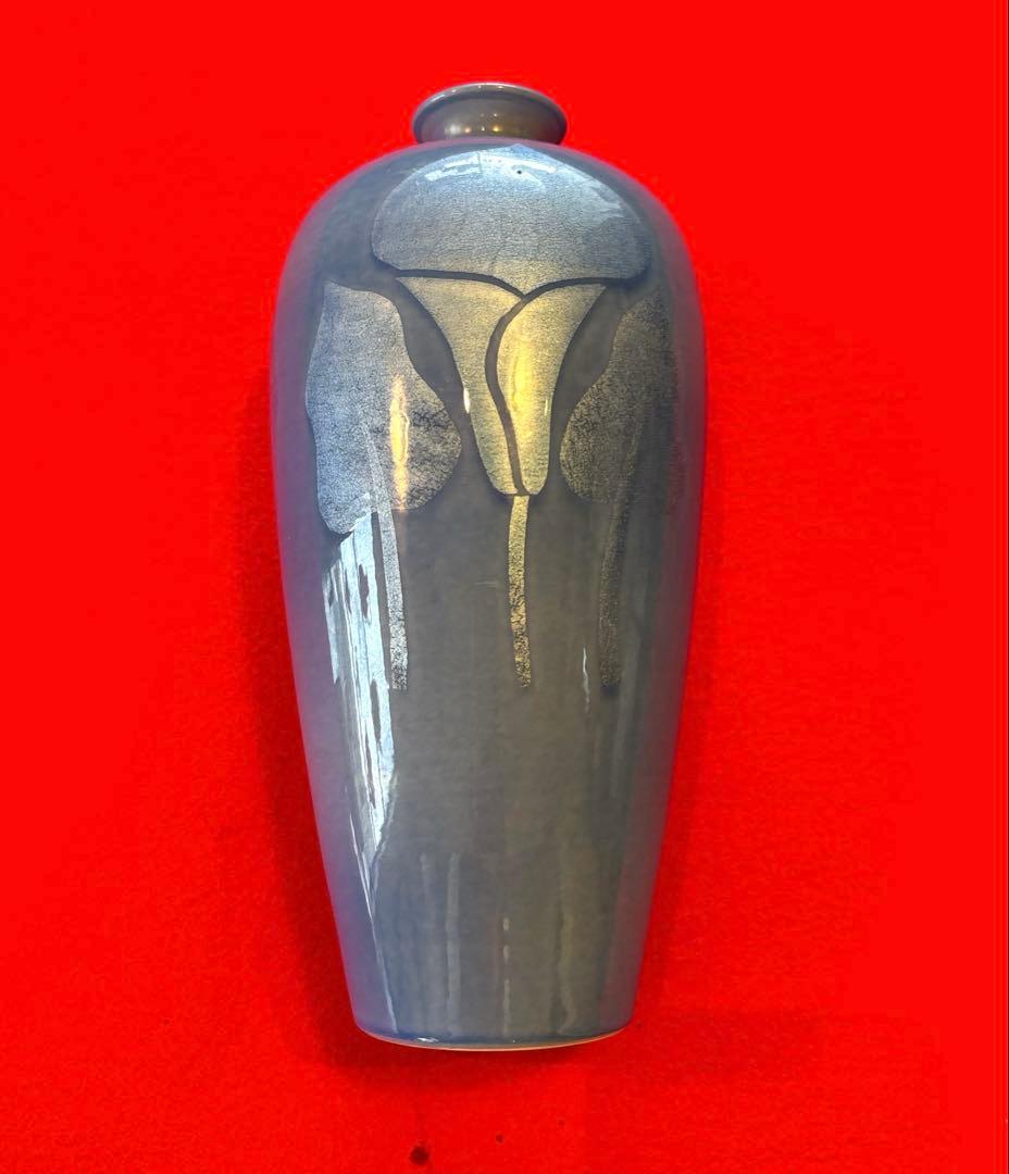 中田一於　人間国宝　青袖花瓶