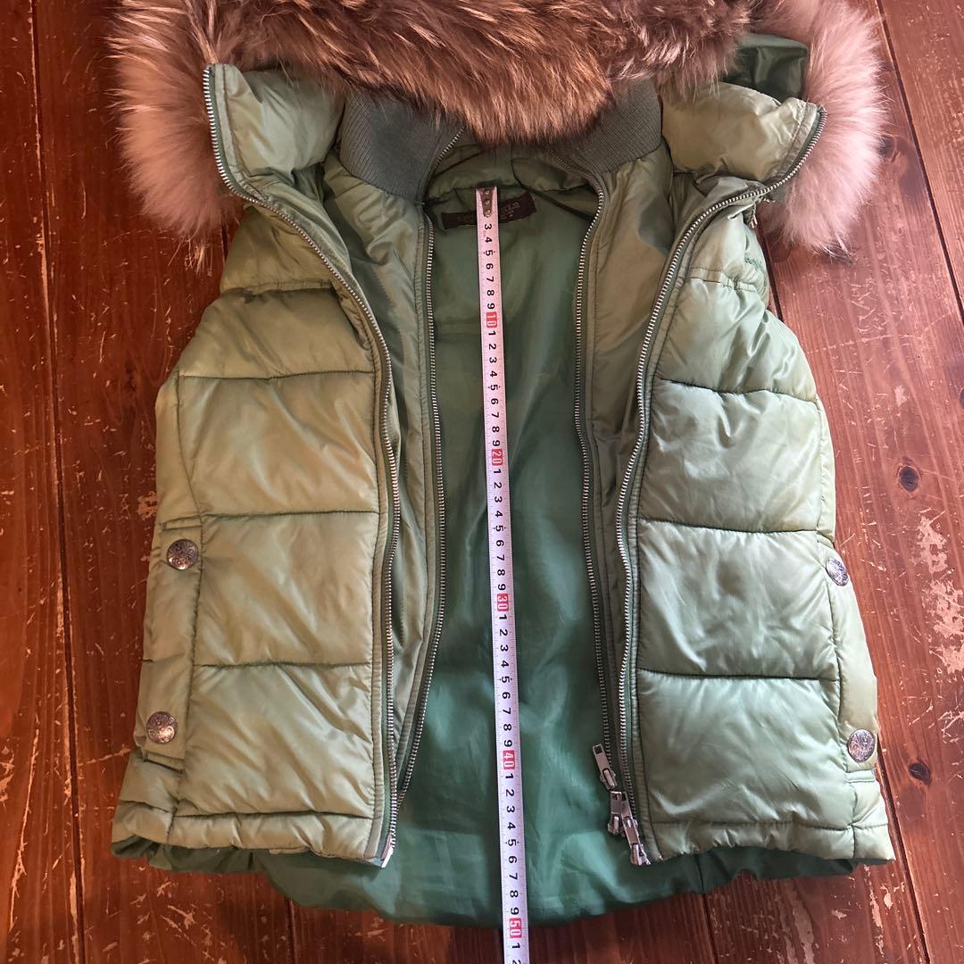 ミントグリーン ファーダウンベスト y2k 平成ギャル