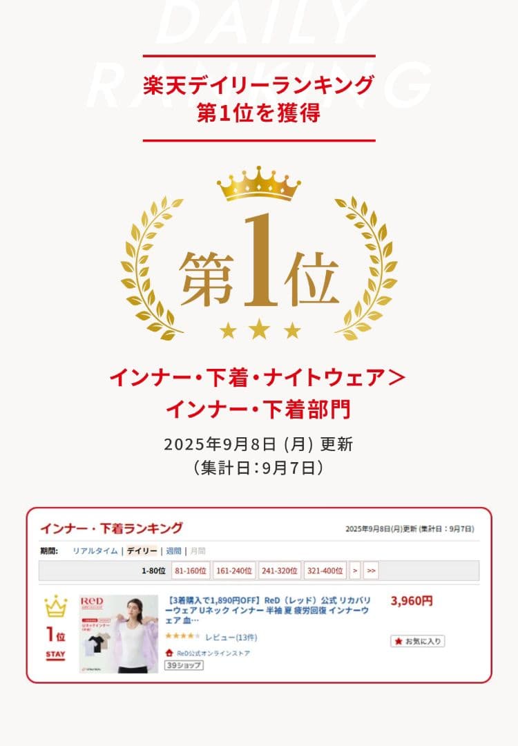 【新品、未開封】ReD レディース半袖 Uネックインナー LL3枚セット