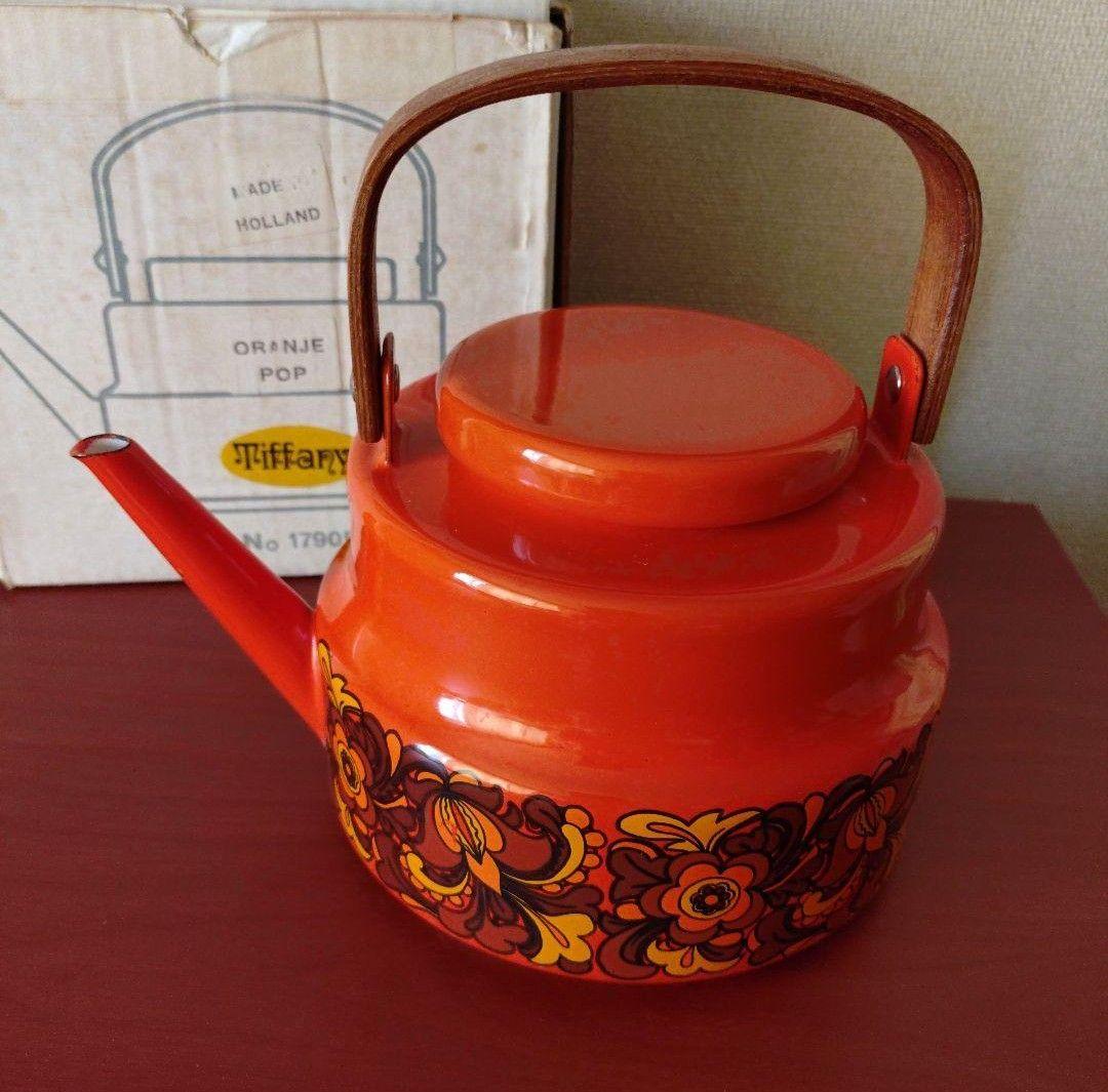ツ*ラ様 Vintage☆琺瑯花柄ケトル☆Tiffany★箱付新品