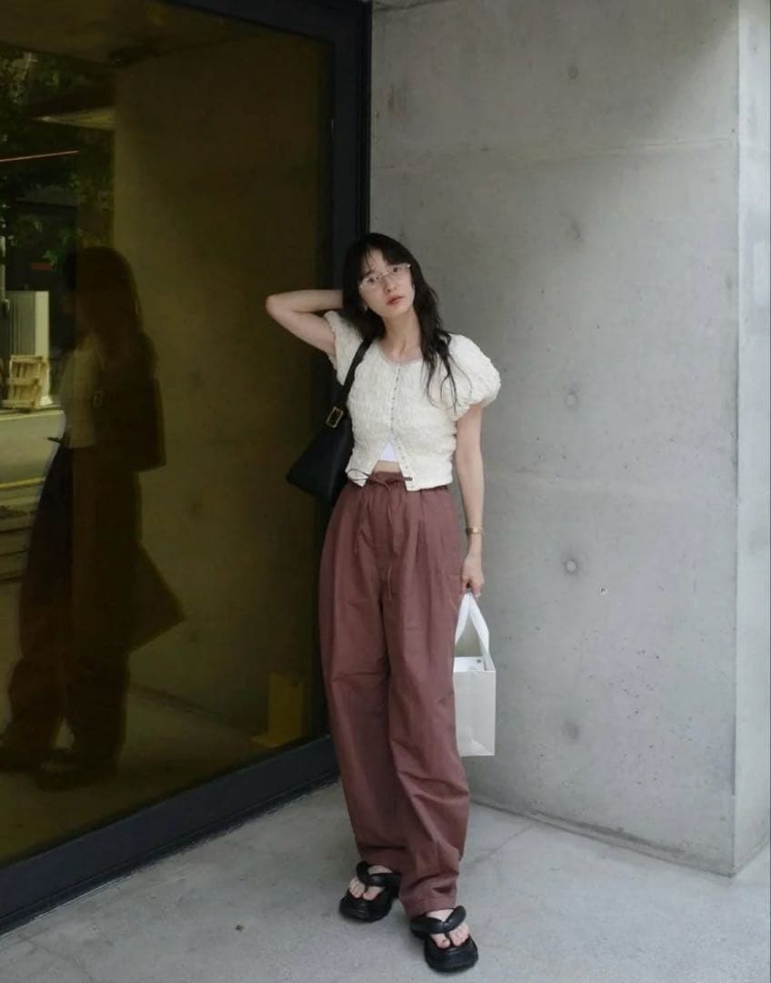 トップス CLANE SHIRRING PUFF TOPS size1