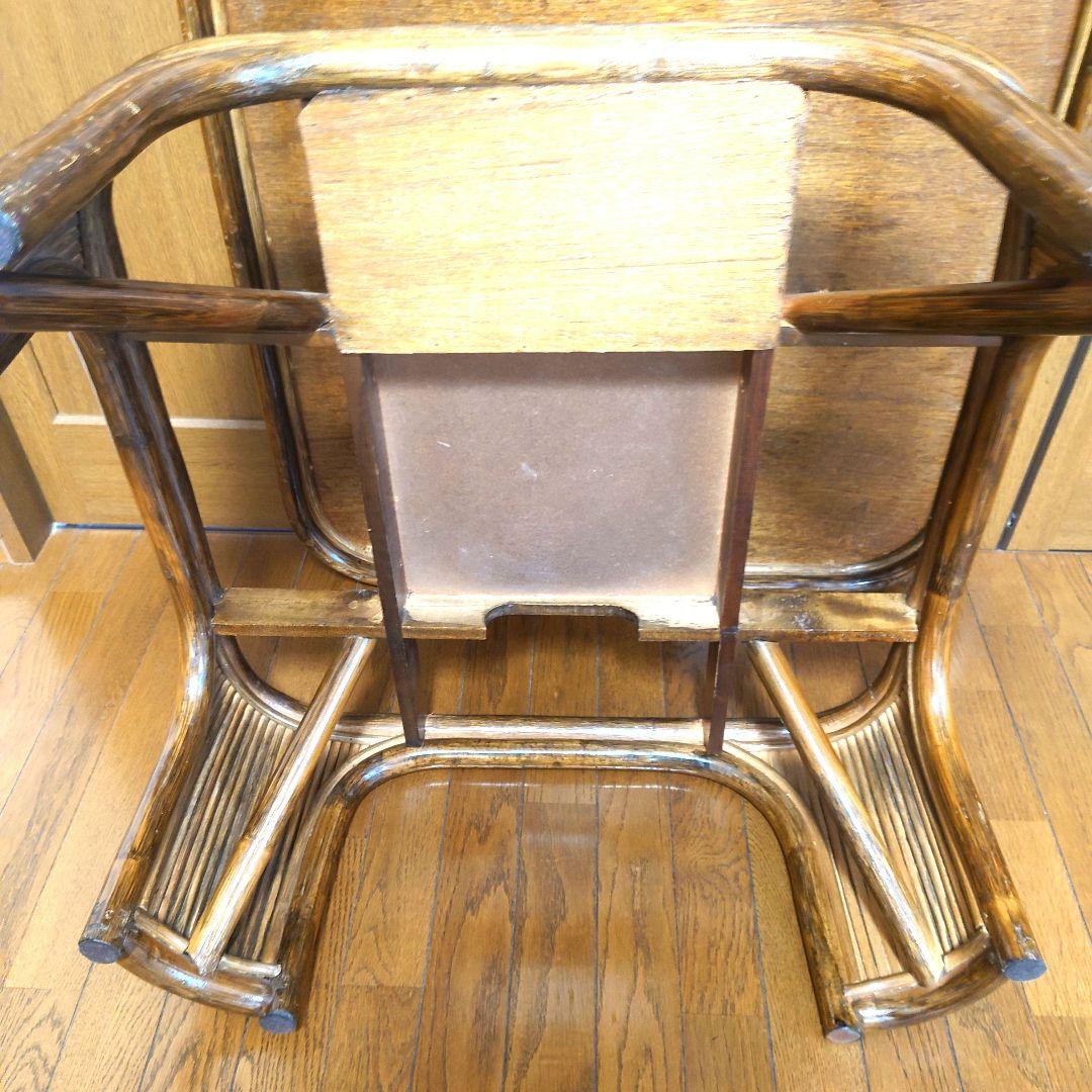 ラタン　籐　座卓　80X80 センターテーブル　ガラス天板　こたつ　ヴィンテージ