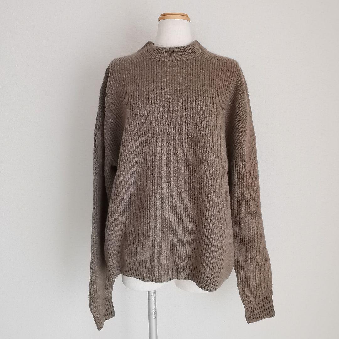 試着のみ SEEALL ヤク オーバーサイズ クルーネック セーター 茶 F