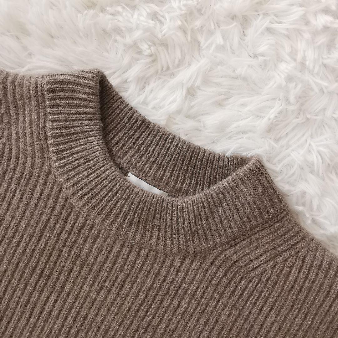 試着のみ SEEALL ヤク オーバーサイズ クルーネック セーター 茶 F