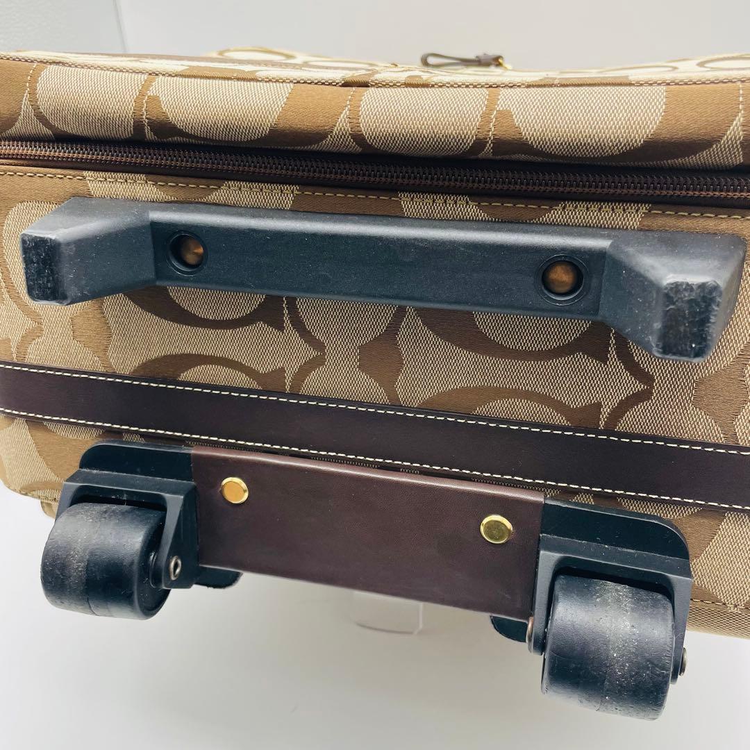 【美品】COACH コーチ　キャリーケース　ブラウン　シグネチャー　レザー