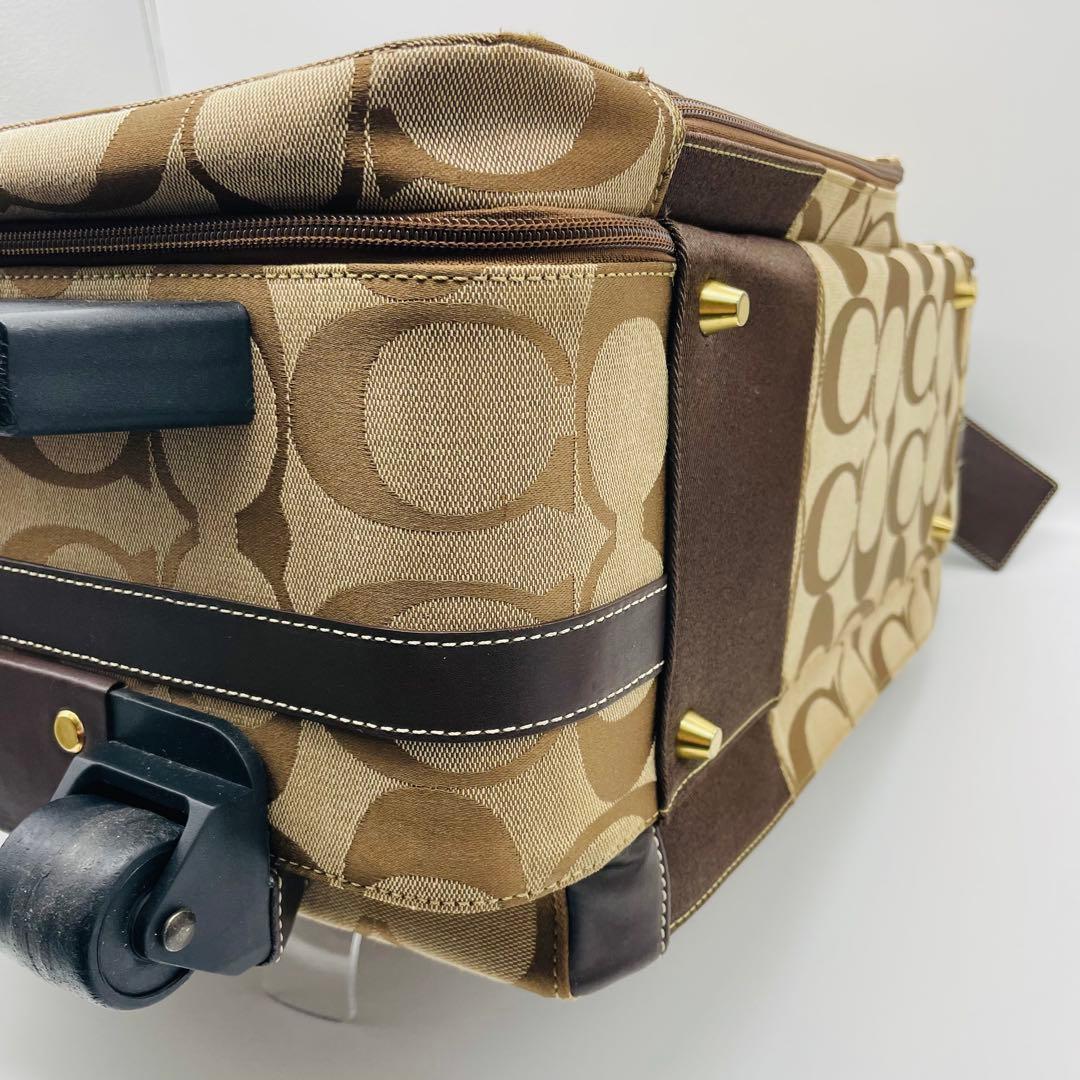 【美品】COACH コーチ　キャリーケース　ブラウン　シグネチャー　レザー