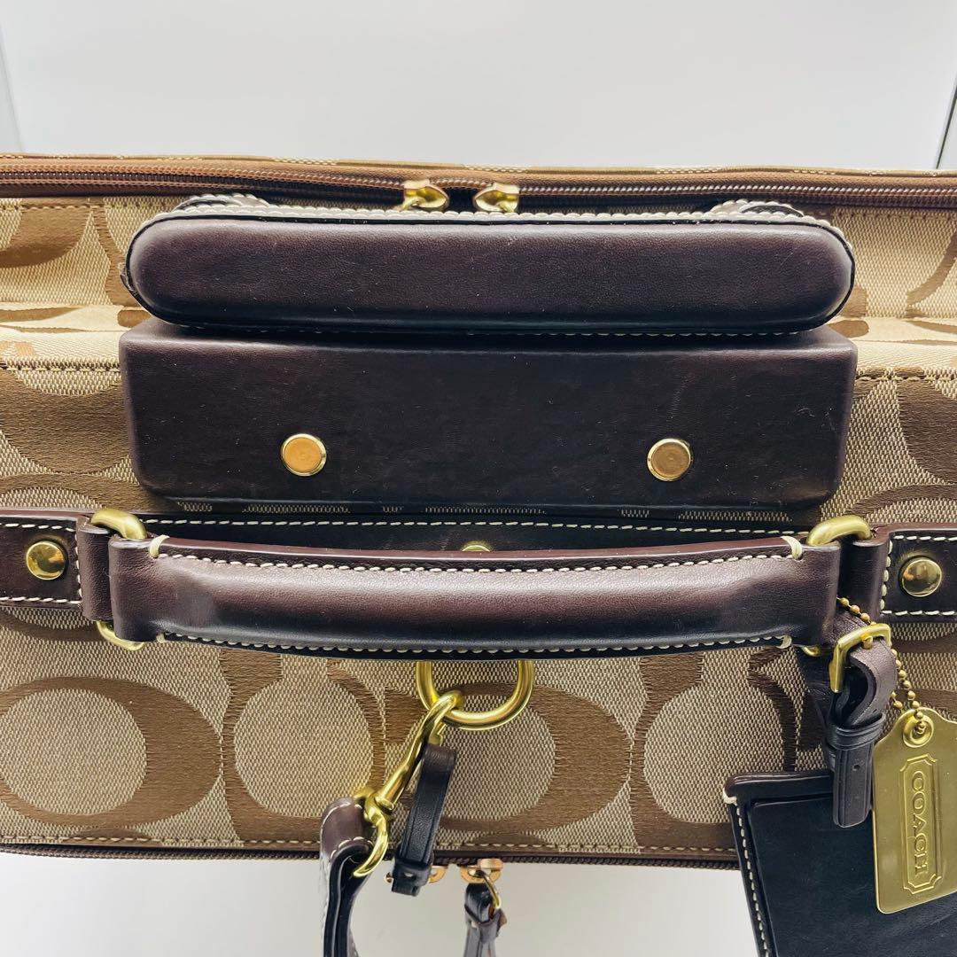 【美品】COACH コーチ　キャリーケース　ブラウン　シグネチャー　レザー