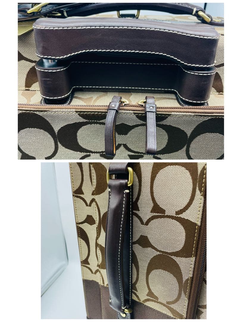 【美品】COACH コーチ　キャリーケース　ブラウン　シグネチャー　レザー