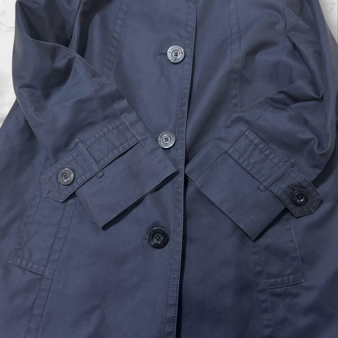 美品 Aquascutum ステンカラーコート ロゴボタン クラブチェック