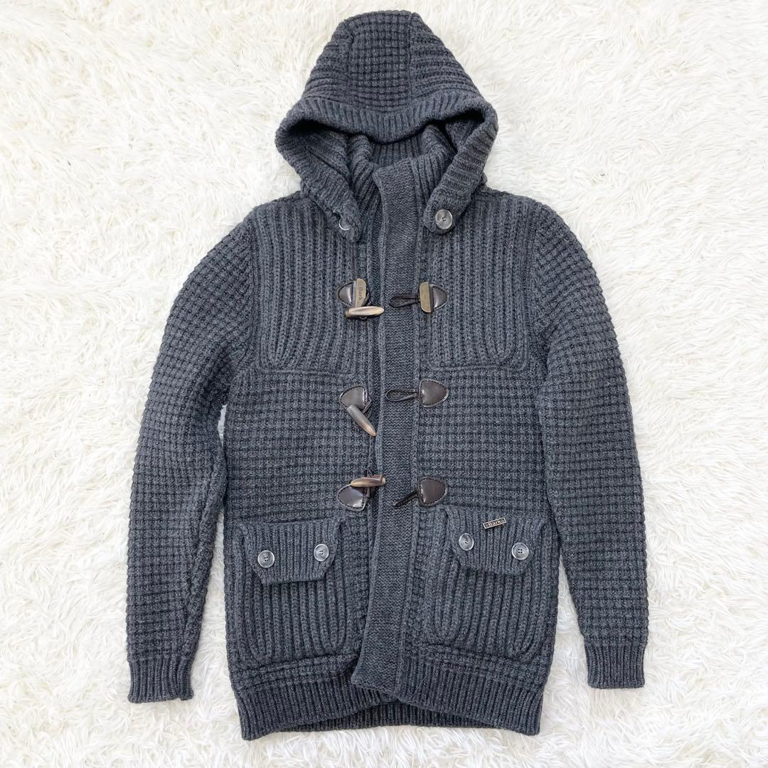 【リョウヒビ】Bark バーク ニットダッフルコート グレー 裏地
