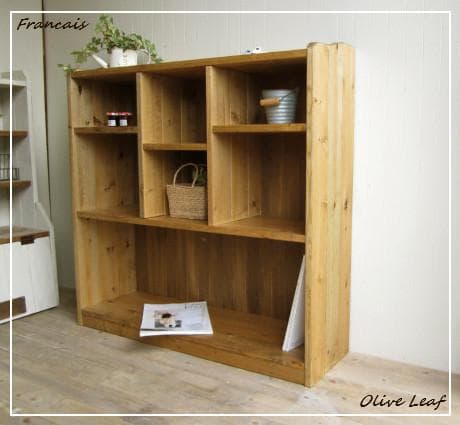 サイズ、デザインオーダー可！●幅広デザインラックナチュラルブラウン●受注製作