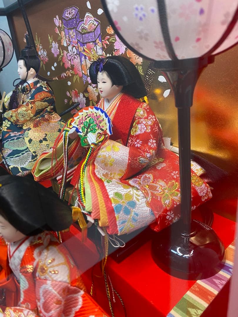 東京久月　雛人形親王五人飾りガラスケース入・間口約５４×奥行約３３×高さ約４３㎝