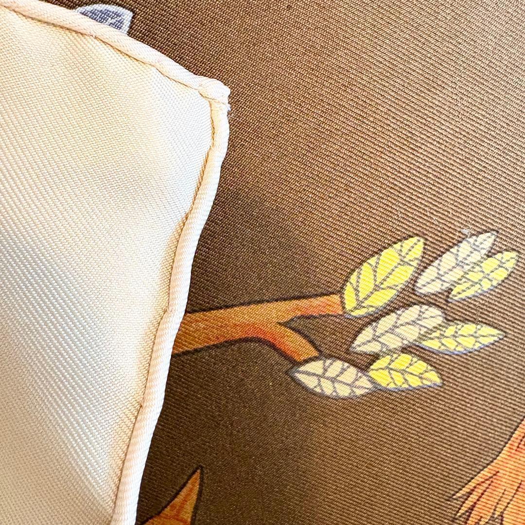 カルネ訳あり　HERMES エルメス スカーフ アニマル柄 ブラウン