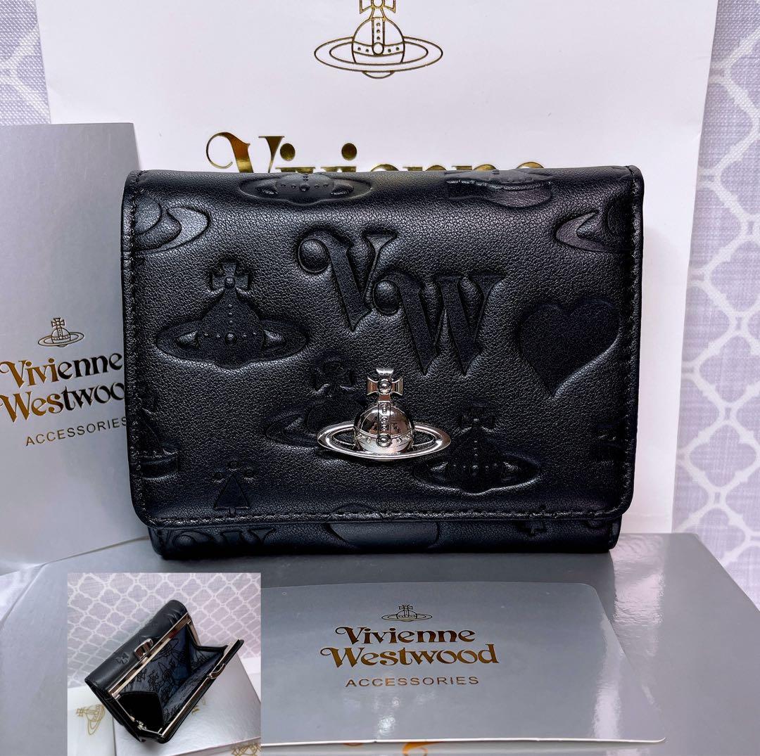 【新作✩内柄も素敵】Vivienne Westwood 三折財布 マット 黒