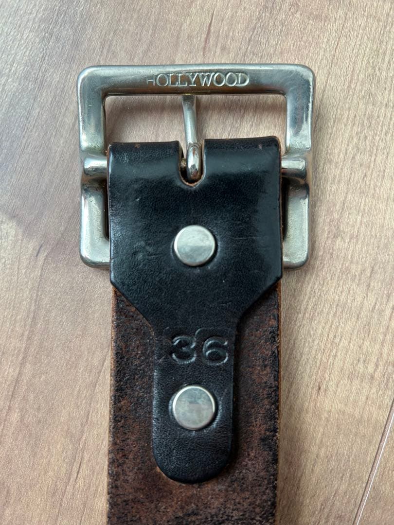 HTC スタッズ ストーン レザー ベルト 36 ダークブラウン 正規品