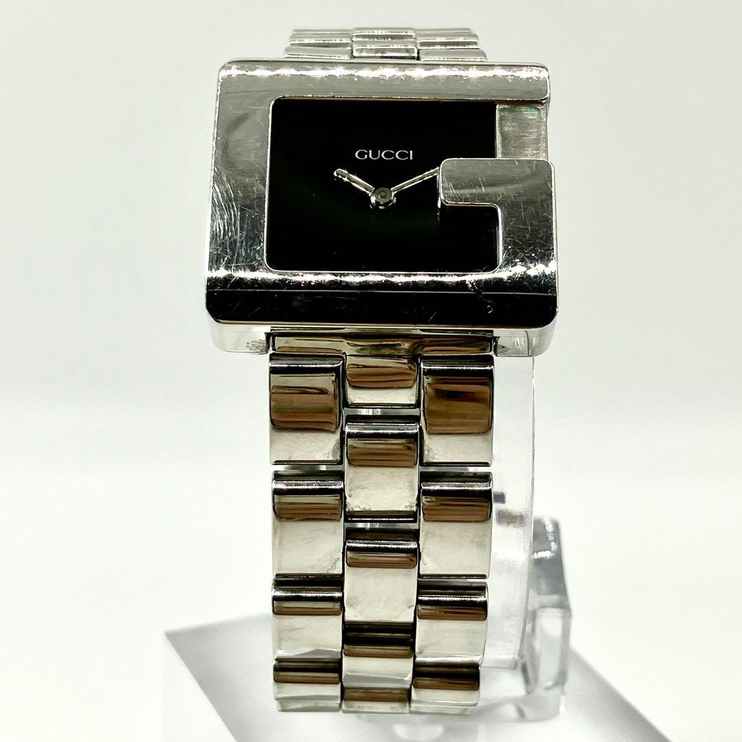 稼働 GUCCI グッチ 腕時計 3600J Gロゴ ベルト延長 シルバー 黒