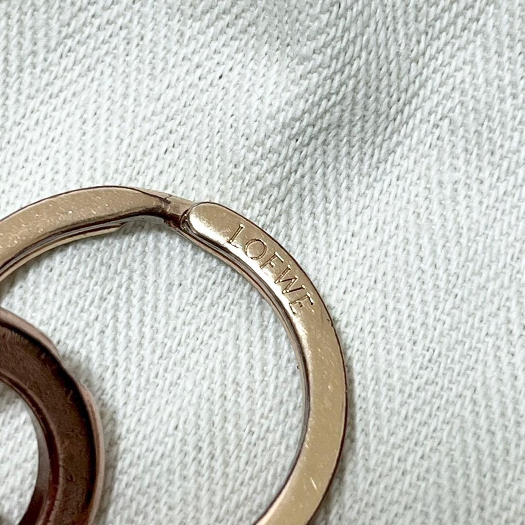 極美品　ロエベ　アナグラム　キーホルダー　ロゴ　キーリング　ピンクゴールド