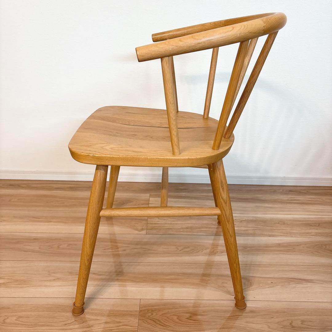 【J-】 無印良品 オーク材 アームチェア 丸脚 天然木 木製 椅子