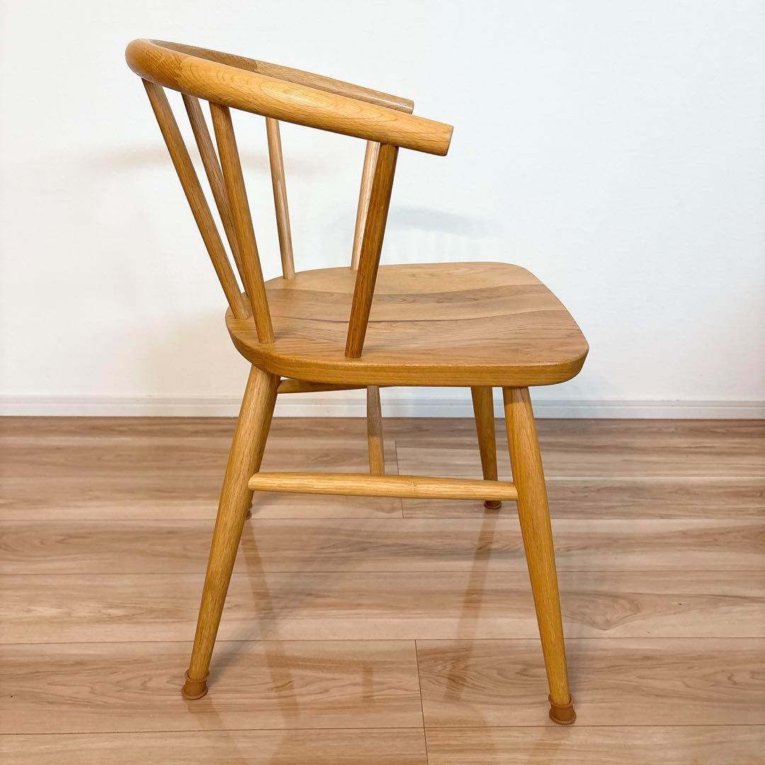 【J-】 無印良品 オーク材 アームチェア 丸脚 天然木 木製 椅子