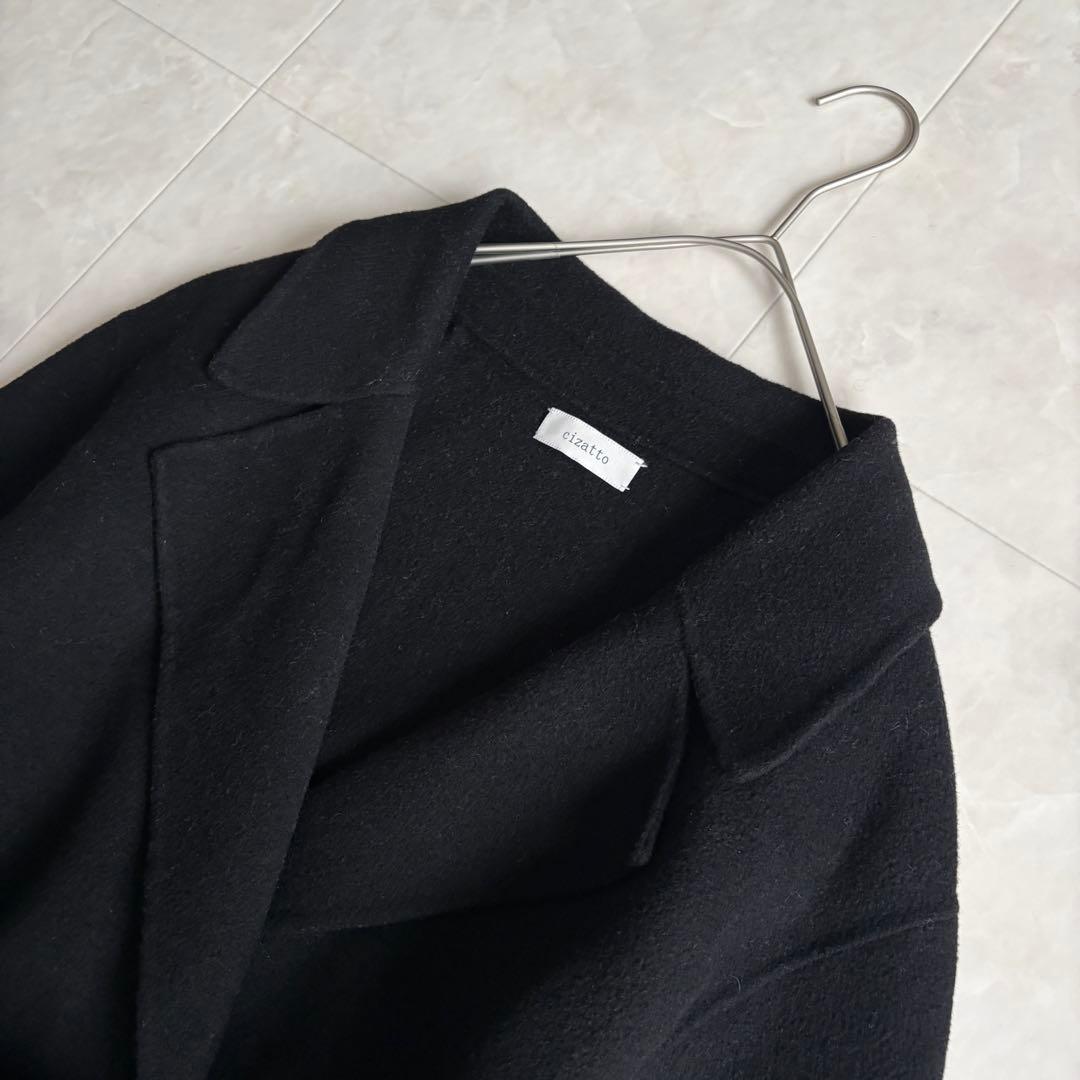 cizatto Wool Gown Coat 黒 フリー ベルト付 ロングコート